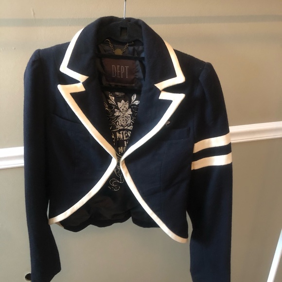 Naval and white wool blazer - Picture 2 of 9